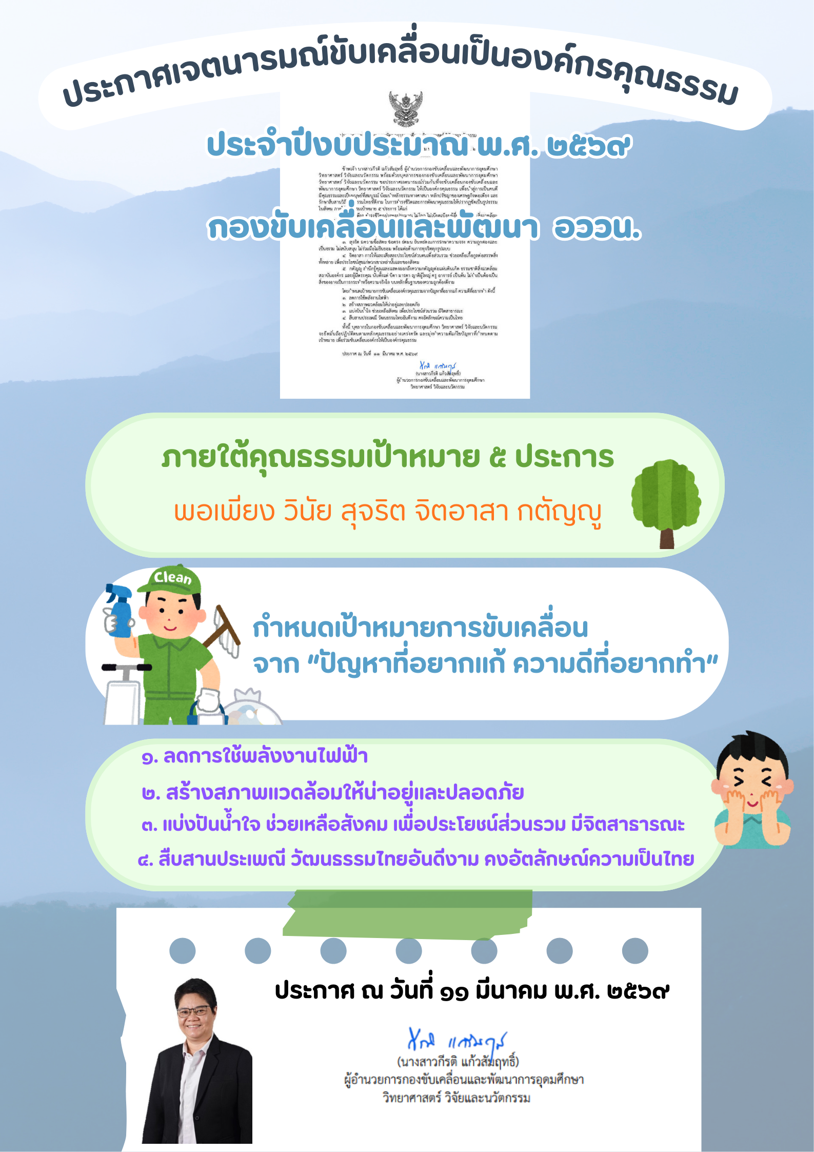 ประกาศเจตนารมณ์องค์กรคุณธรรม 2569 กขค